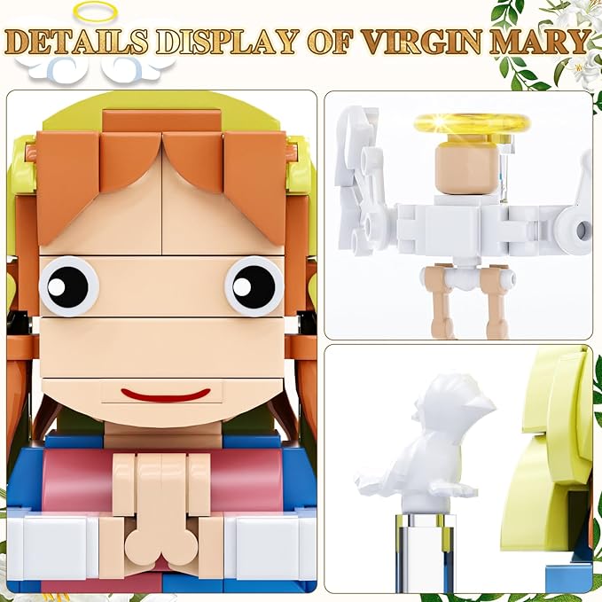 Jesus & Virgin Mary Building Set, Compatible with Lego Jesus Figures, Thanksgiving, Christmas, Easter Gift, Christian Gift for Kids Boys Girls 6+ (503 PCS)