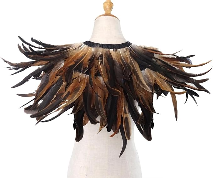 L'VOW Gothic Black Feather Shrug Cape Shawl Halloween Costume for Men