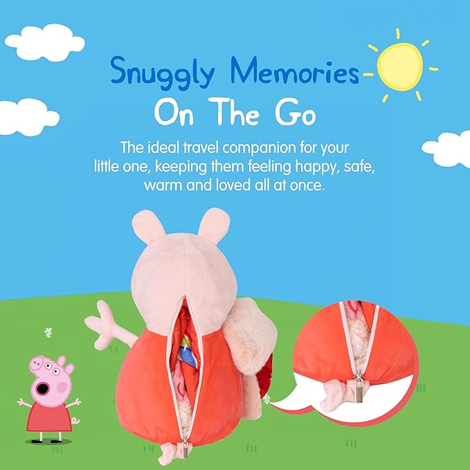 Plushible Blankie Bestie Peppa Pig Stuffed Animal Blanket – 2-in-1 Baby Plush Toy with Ultra Soft Sensory Fabric, Machine Washable Baby Blanket with Stuffed Animal for Infants & Toddlers – Pink