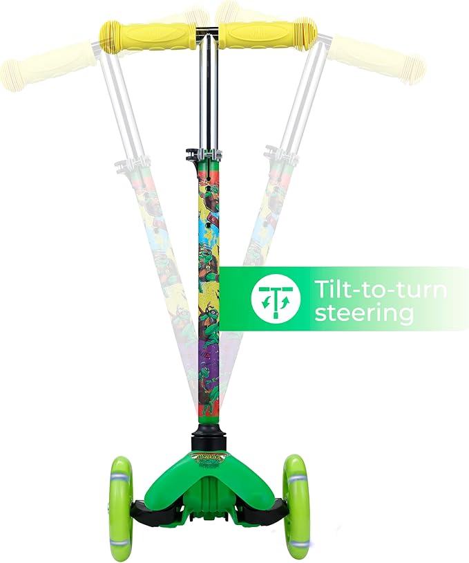 Self Balancing Kick Scooter with Light Up Wheels, Extra Wide Deck, 3 Wheel Platform, Foot Activated Brake, 75 lbs Limit, Kids & Toddlers Girls or Boys, for Ages 3 and Up