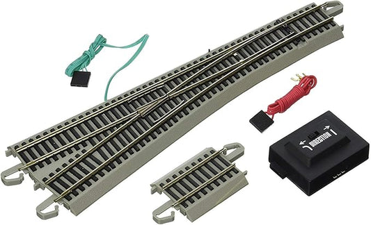 Bachmann Trains - Snap-Fit E-Z TRACK #5 TURNOUT - LEFT (1/card) - NICKEL SILVER Rail With Gray Roadbed - HO Scale
