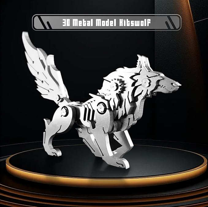 3D Metal Puzzles for Adults, Metal Model Kits for Adults, Mechanical Wolf Mechanical 3D Puzzle Stainless DIY Gifts for Men Women Home Decor Art Craft Gifts Toys.
