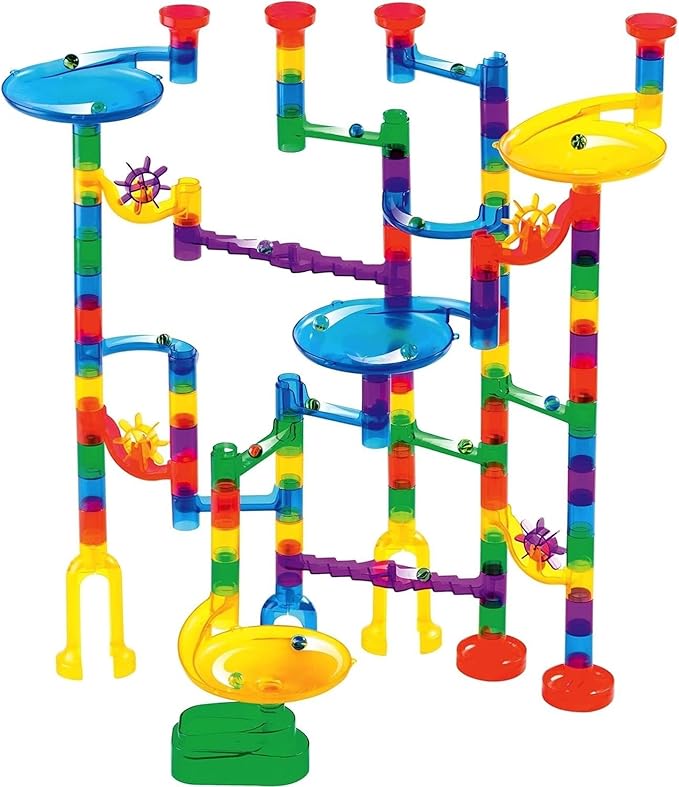 Marble Genius Marble Run - 130 Complete Pieces Maze Track Easter Toys for Adults, Teens, Toddlers & Kids Aged 4-8 Years Old, (80 Translucent Marbulous Pieces + 50 Glass-Marble Set), Starter Set