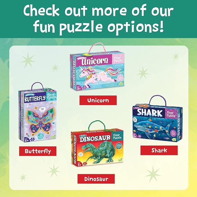 Peaceable Kingdom Dragon Puzzle – Floor Puzzles for Kids Ages 5 & Up – Includes 55 Sturdy Pieces & Carrying Case with Corded Handle