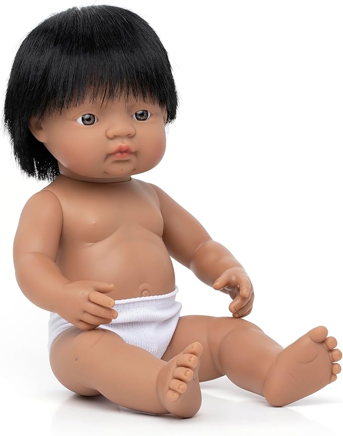 Miniland Doll 15'' Hispanic Boy (Polybag) - Made in Spain, Anatomically Correct, Quality, Inclusion