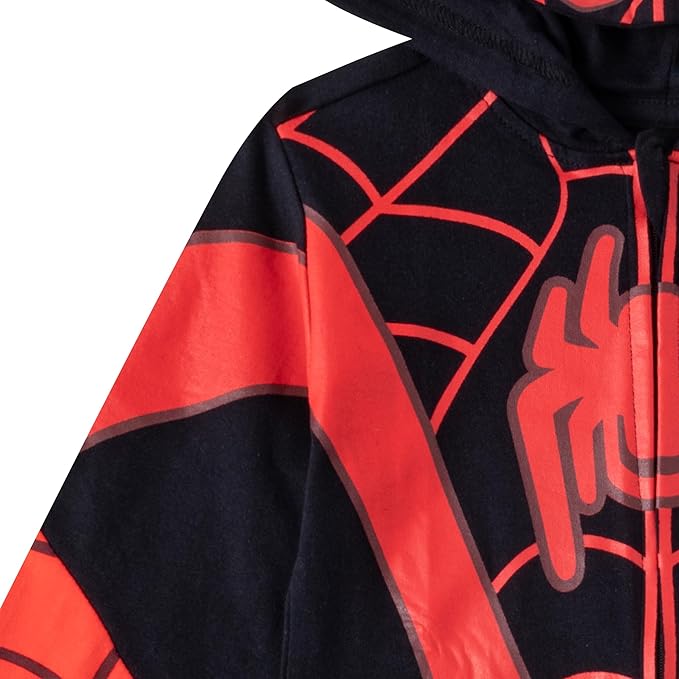 Marvel Miles Morales Spider-Man Boys Cosplay Hooded Coverall for Toddlers and Big Kids