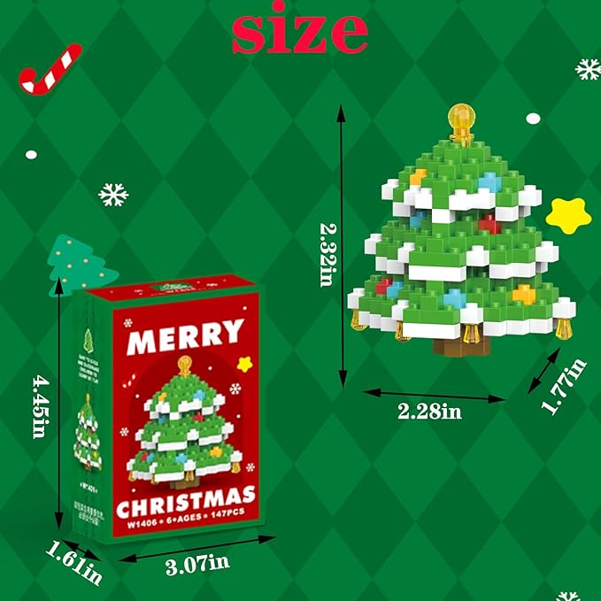 Christmas Tree Building Blocks Set Compatible with Lego Advent Calendar 2025 Stacking New Toys Holiday Present Box New Year Xmas Gifts for Kids for Boys & Girls and Adults