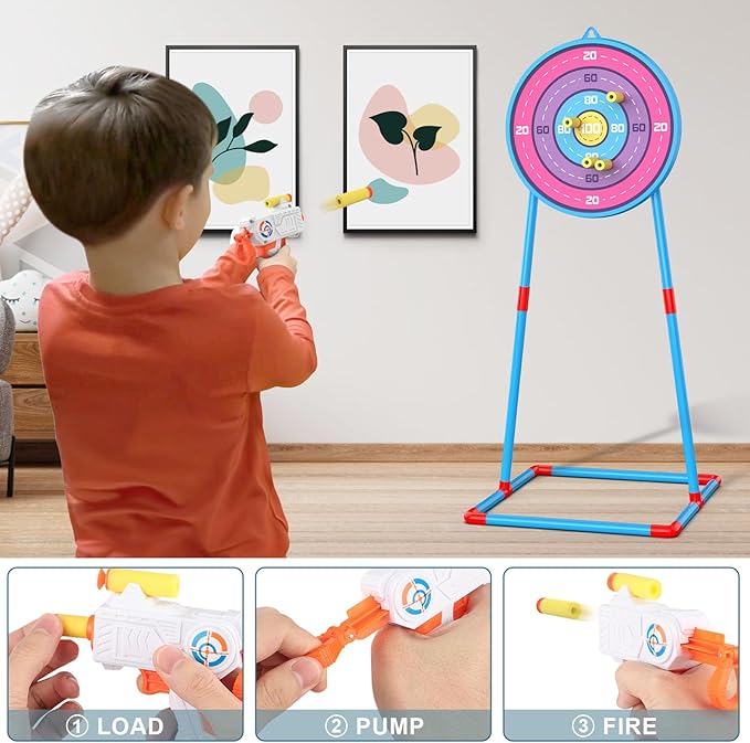 2 Pack Kids Bow and Arrow Set, Pink Light Up Archery Toy Set, 2 Foam Dart Guns & 6 Target Cans Toys for Ages 5-7, Kids Indoor Outdoor Birthday Gifts Ideas for Boys Girls 4 5 6 7 8 9 10 Year Old