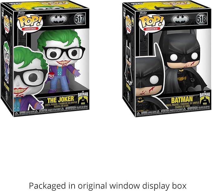 Blue Salamander Emporium Plastic Protector Cases Bundled with Batman 85th Anniversary The Joker with Teeth #517 and Batman Bloody #518 Vinyl Figures