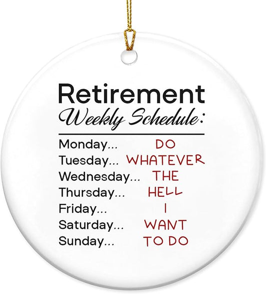 OASSIE Retirement Gifts for Woman, Men, Christmas Ornaments 2024 - Funny Retirement Gifts for Women, Farewell, Goodbye Gifts for Coworkers - Christmas Tree Decoration Ceramic Ornament