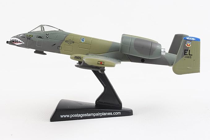 Postage Stamp Daron A-10 Thunderbolt II Die-Cast Model – 1:140 Scale Close Air Support Aircraft, Flying Tigers Edition, GAU-8 Avenger Cannon, 4.625” Length x 5” Wingspan, Adult Collectible Ages 14+