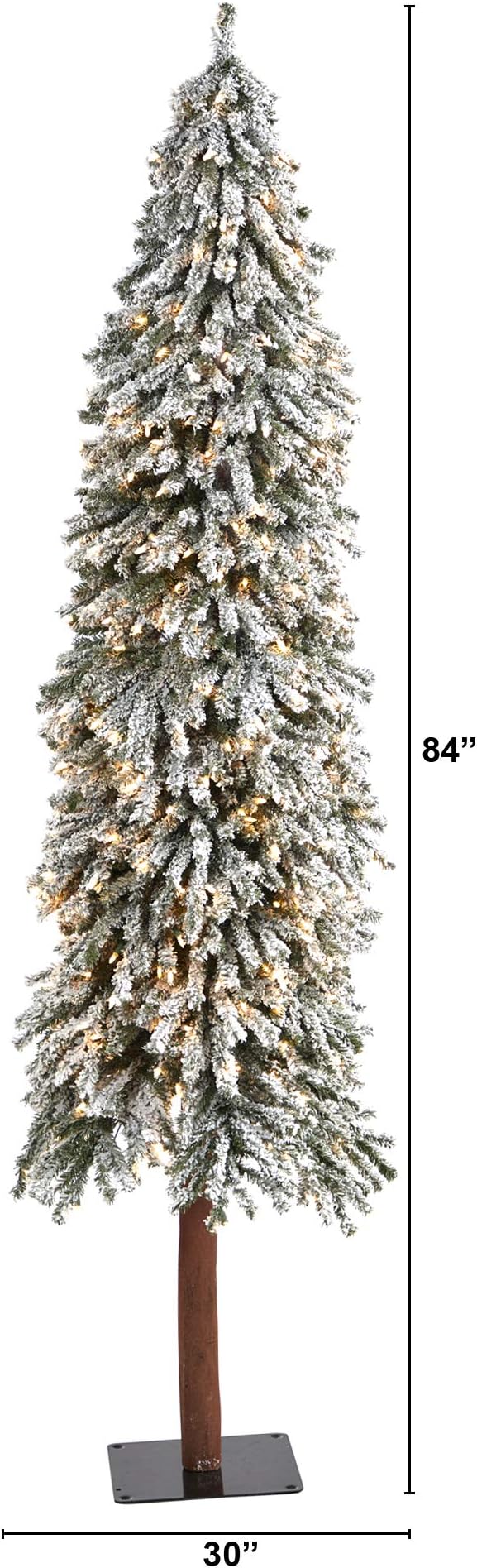 Nearly Natural 7ft. Flocked Grand Alpine Artificial Christmas Tree with 400 Clear Lights and 950 Bendable Branches on Natural Trunk