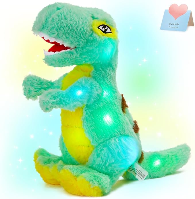 Glow Guards Light up T-Rex Dinosaur Stuffed Animal,Soft Dinosaur Plush Toy with LED Night Lights Glow in The Dark,Birthday Children's Day Gifts for Toddler Kids,14''