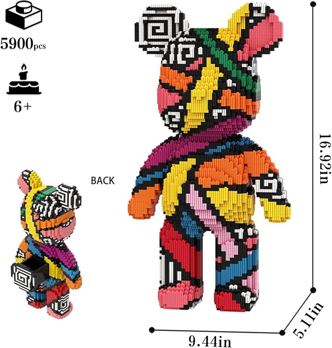 Bear Micro Mini Building Block Sets for Adults, No Compatible with Lego, Building Toys for Home & Office Decor, MOC 3D Creative Model Gifts for Christmas