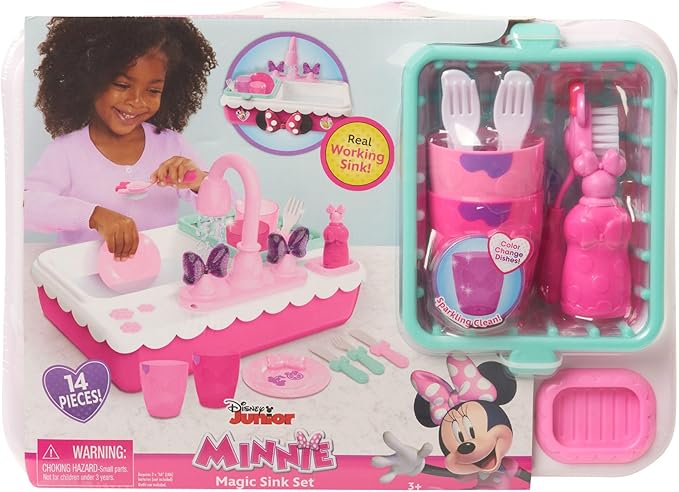 Minnie's Happy Helpers Magic Sink Set, Pretend Play Working Sink, Kids Toys for Ages 3 Up by Just Play