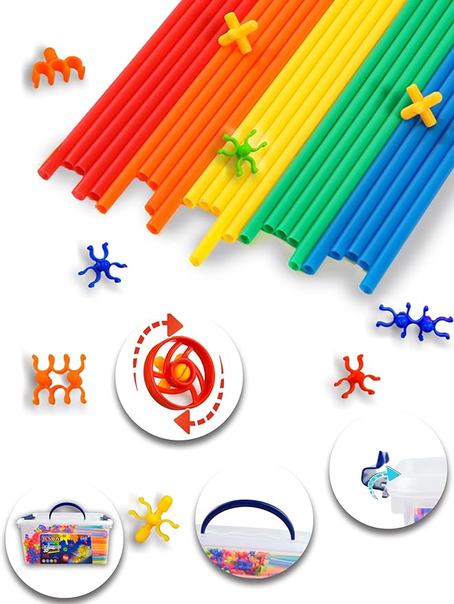 600PCS STEM Building Toys, Straw Constructor Toys Up Grade Engineering Building Sets for Kids Develops Motor Skills and Logic Thinking, Fun Educational Toy Great for Gift