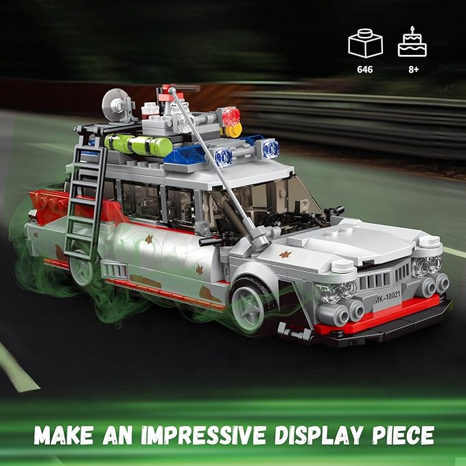 Ghost Car ECTO-1 Building Blocks Kit for Adults, Compatible with Lego Speed, Race Vehicle Building Toy for Kids Boys 8-14, Creative Christmas Birthday Gift for Ghost Bus Movie Fans (646 PCS)
