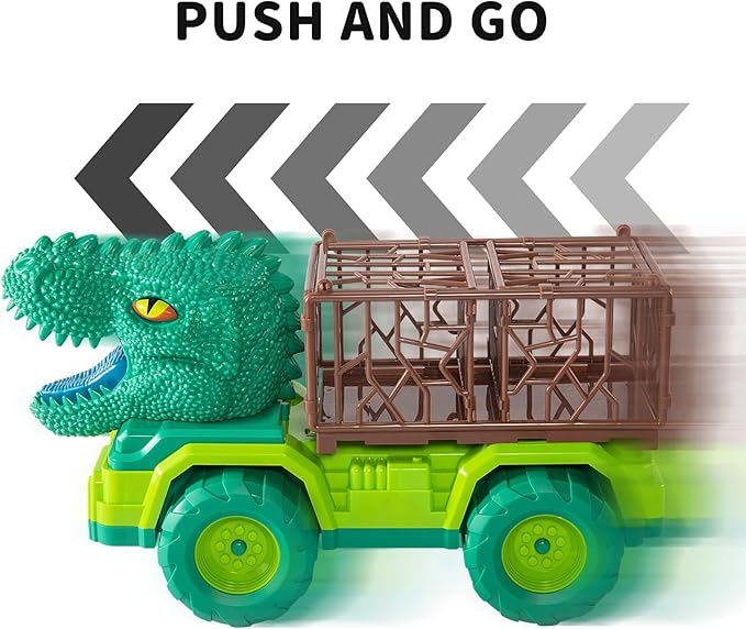 TEMI 25 in 1 Tyrannosaurus Kids Dinosaur Carrier Truck Set, Dinosaur Transport Car Toys for Kids 3-5 with Play Mat, 18 Dinosaur Figures, Eggs, Capture Dinosaurs Playset for 3 4 5 6 7+ Year Old