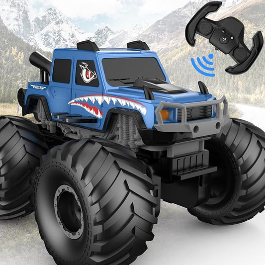 NQD® Monster Truck Toys, Waterproof 360°Rotate 4x4 RC Truck, Amphibious Remote Control Monster Trucks, 2.4GHz All Terrain Off-Road Pickup Toy RC Car for Gifts for Boys Kids Age 6 7 8 9 10 11 12+, Blue