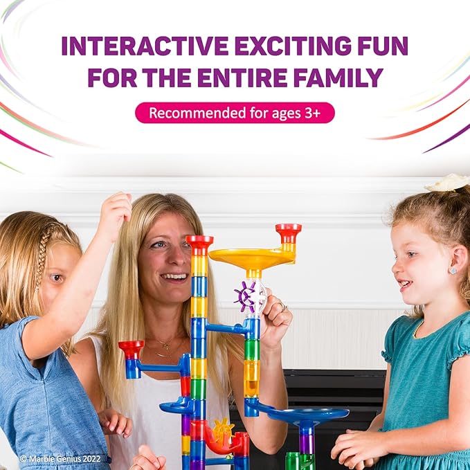 Marble Genius Marble Run - 300 Complete Pieces Maze Track Easter Toys for Adults, Teens, Toddlers & Kids Aged 4-8 Years Old, (181 Translucent Marbulous Pieces + 119 Glass-Marble Set), Extreme Set