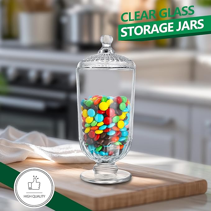 24oz Clear Glass Candy Jar with Lid Glass Cookie Jars Storage Decorative Jars for DIY Projects,Candy Buffet,Shower Favors