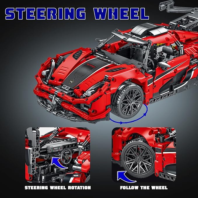 WISEPLAY Model Car Building Kits - Collectible Car Models Kits to Build - Technic Set 1:14 Scale 1505 Pieces - Great Birthday Gift for Adults, Teenagers and Kids