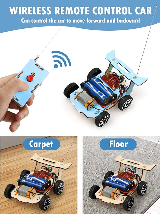 Poraxy 5 in 1 STEM Model Car Kits, STEM Projects for Kids, Boys Toys Age 8-10, 3D Wooden Puzzles, Crafts Educational Science Building Kit, Birthday Gifts for 8 9 10 11 12 Year Old Boys and Girls