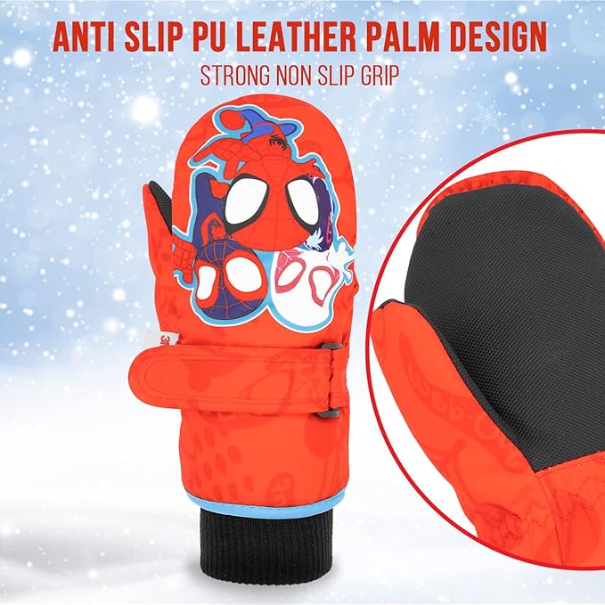 Spiderman Snow Gloves for Kids, Spider Man Toddler Gloves, 3M Thinsulate Waterproof Mittens, Kids Winter gloves