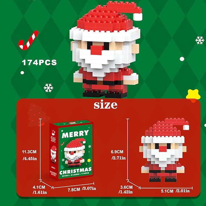 Christmas Santa Building Blocks Set Compatible with Lego Advent Calendar 2025 Stacking New Toys Holiday Present Box New Year Xmas Gifts for Kids for Boys & Girls and Adults
