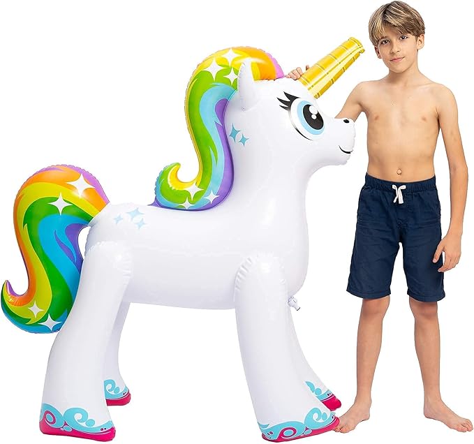 JOYIN 48'' Inflatable Yard Sprinkler with Unicorn Design- Unicorn Sprinkler Yard Water Toys, Outdoor Lawn Sprinkler Toy for Kids and Adults Water Play Games Backyard Pool Party Decorations