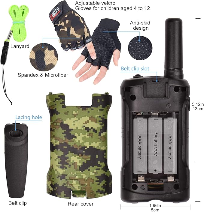 Kids Walkie Talkies Boys Gifts for Kids Aged 5-12 Outdoor Toys 3 Miles Long Range 22 Channel 2 Way Radio fit Adventure Game Hunt Camp Toys 6 7 8 9 Years Old Boys Gifts