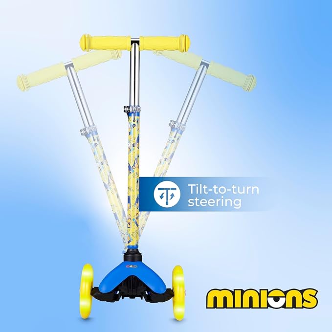 Self Balancing Kick Scooter with Light Up Wheels, Extra Wide Deck, 3 Wheel Platform, Foot Activated Brake, 75 lbs Limit, Kids & Toddlers Girls or Boys, for Ages 3 and Up