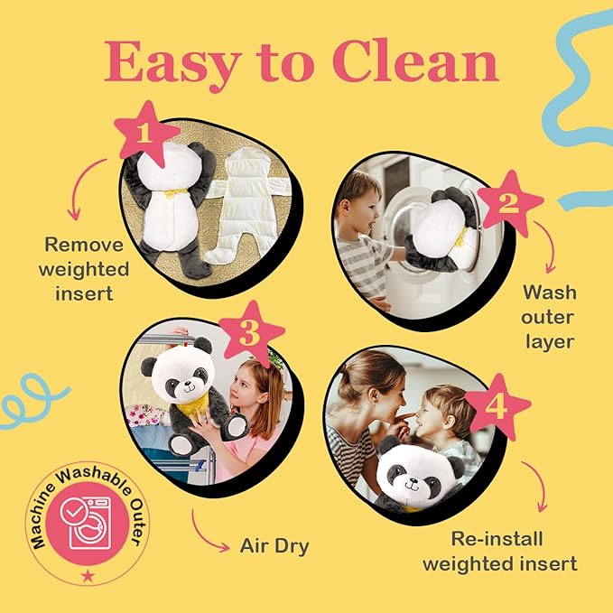 Lilly's Love Weighted Stuffed Animal, 5lb | Sensory Plush for Kids & Adults | Machine Washable Plushie w/Removable Inner | Calming Weighted Stuffed Animal for Anxiety, Pete The Panda