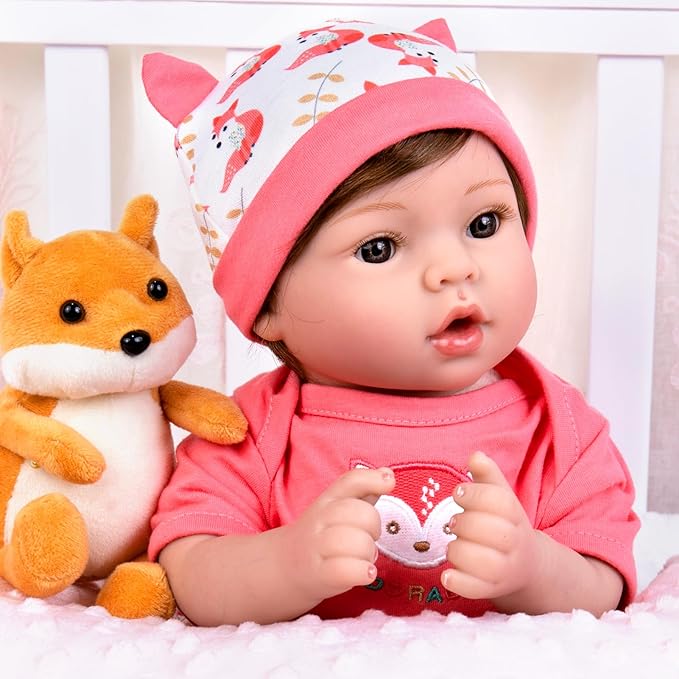 Aori Reborn Baby Doll Girl Realistic - 18 inch Lifelike Newborn Dolls with Bassinet, Real Life Baby Girl Dolls, Gift for Kids, Grandparents