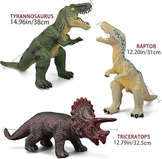 6 Piece Jumbo Dinosaur Toys for Kids 3-5 and Toddlers, Large Soft Dinosaur Toys for Lovers - Perfect Party Favors, Birthday Gifts