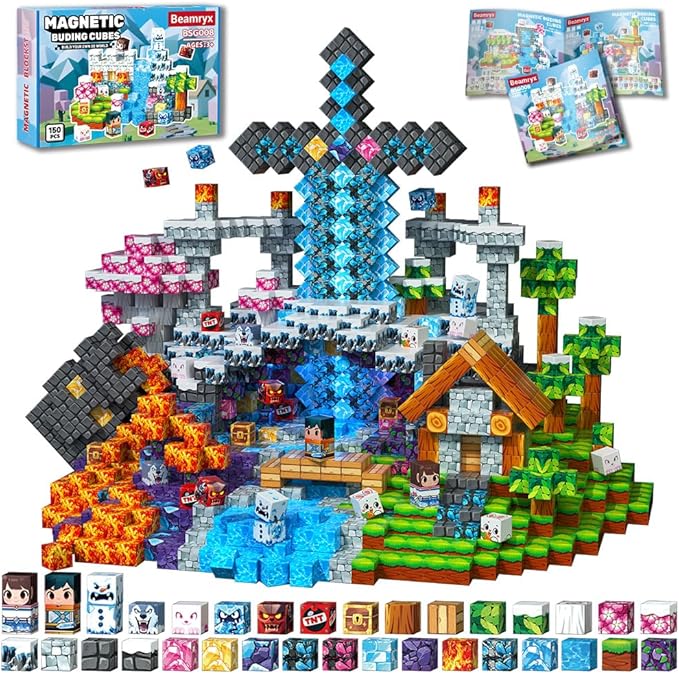 150pcs Sensory Magnetic Blocks Toys for Kids, Stacking Magnets, School STEM Toys Birthday Gifts for Boys and Holiday Easter Gifts BSG008