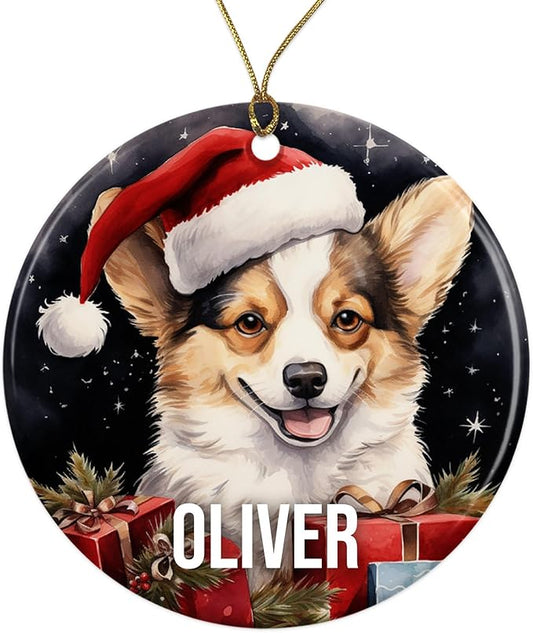 Pembroke Welsh Corgi Personalized Dog Ornament - Pet Ornament for Christmas Tree - 3" Round Ceramic - Printed in USA - Choose from 200 Breeds - Dog Mom - Dog Dad - Xmas Decoration DOG0158