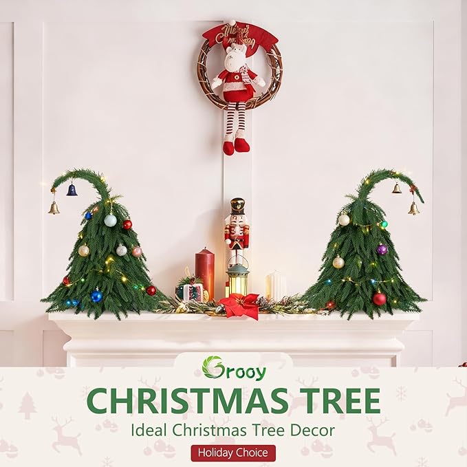 Tabletop Norfolk Pine Christmas Tree, 2FT Green Mini Artificial Christmas Tree with Norfolk Branch, Small Xmas Tree for Christmas Holiday Indoor Decoration