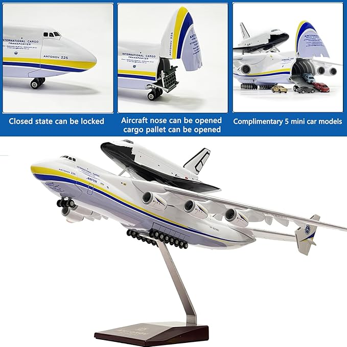 1:200 Scale AN225 Model Airplane，Openable Cabin, 17-inch Length, Resin Aircraft Model Toy for Gifts and Collections (an225-3)