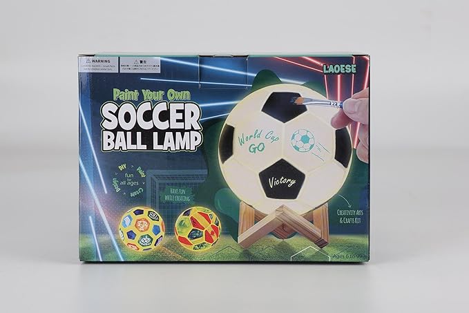 Paint Your Own Soccer Ball Lamp Kit, Soccer Gifts 3D Night Light, Art Supplies Creativity Arts and Crafts for Kids Ages 8-12, Birthday Christmas Gifts for Boys Girls Ages 3 4 5 6 7 8 9 10 11 12+
