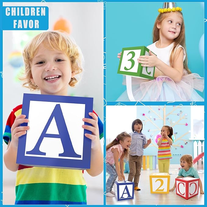 6 Pieces ABC and 123 Balloon Box Back to School Party Decoration 12 X 12 Inch ABC Alphabet Block Boxes Party Favor Balloon Inspire Story Birthday Party Decor for School Celebration Baby Shower