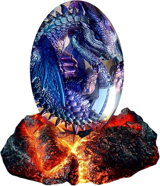 ACOCOFE Dragon Egg,Lava Dragon Eggs with Base Ornaments,Handmade Sculpture Resin Crystal Dragon Souvenir,Dragon Ornaments Gift for Christmas,Birthdays,Graduation (Purple with Base)