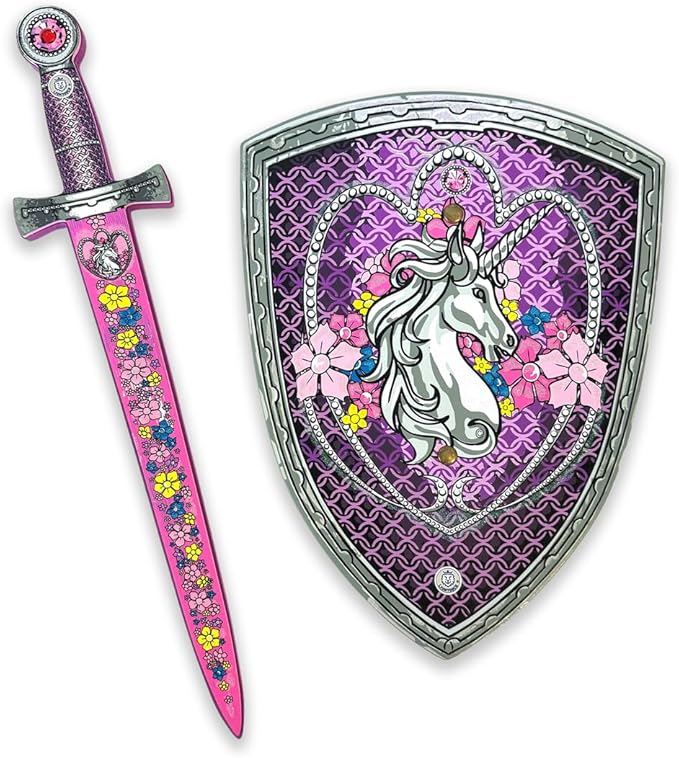 Liontouch - Unicorn Princess Set for Girls - 3-6 Years | Medieval Style Toy Sword & Shield for Pretend Play for Toddlers with Gemstones | Safe & Durable Foam Accessories for Royal Dress Up & Costumes