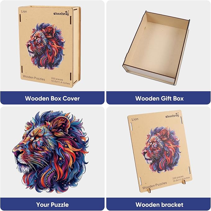 Wooden Puzzles for Adults,Lion Wooden Jigsaw Puzzles 500pcs,15.5x16.7in,Royal,Unique Shape Animal Adult Puzzles,Irregular Wood Puzzles Creative Gift for Adults and Kids Family Game