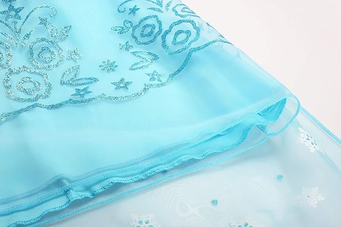 ReliBeauty Girls Sequin Princess Costume Long Sleeve Dress up, Light Blue(with Accessories), 5
