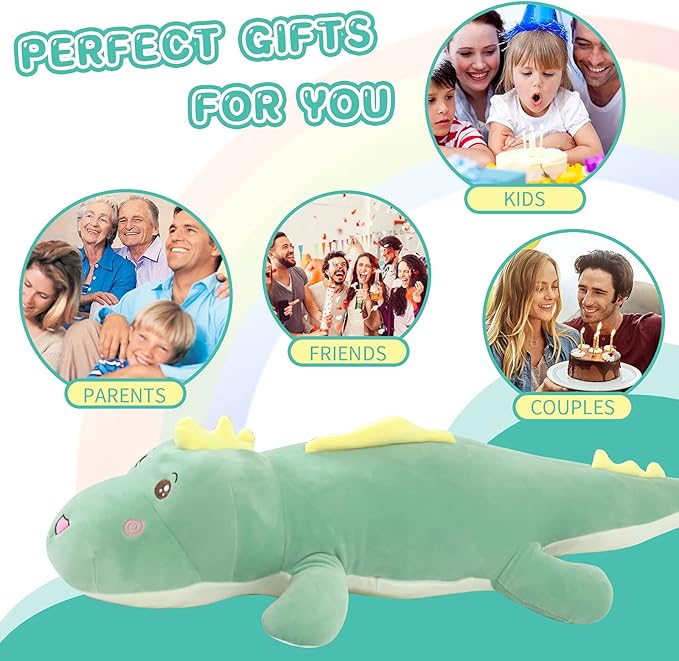 40 inch Giant Dinosaur Soft Body Pillow Plush Dino Toys, Cute Big 3.3 Feet Dinosaur Stuffed Animals, Gifts for Girls Kids Boys, Birthday