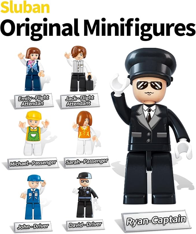 City Passenger Airplane Building Set for Boys 6+ 8+ 12+, City Plane Airport Playset with a Large Aircraft, Passenger Bus, Luggage Truck, Container Loader, 7 Minifigures, Compatible with Lego City