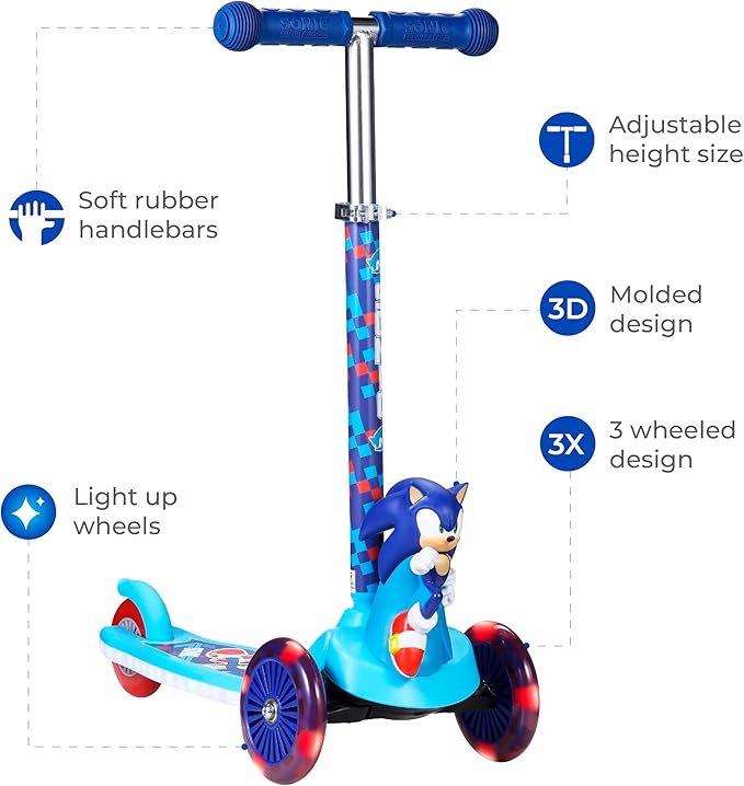 3D Kick Scooter for Kids, Self-Balancing 3 Wheeled Light Up Scooter with Extra Wide Anti-Slip Deck, Rear Brake, Lean to Steer, Lightweight Design, for Kids 3 and up, 75 LB Limit