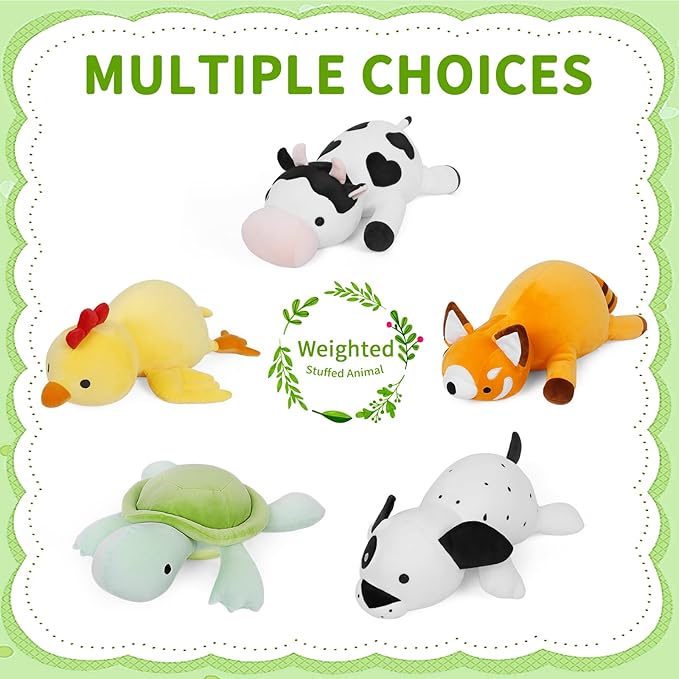 Weighted Turtle Stuffed Animals Weighted Sea Turtle Plush Toy 22" 4.2lb Cute Tortoise Hugging Dolls Plushies Pillows for Boys and Girls (Green