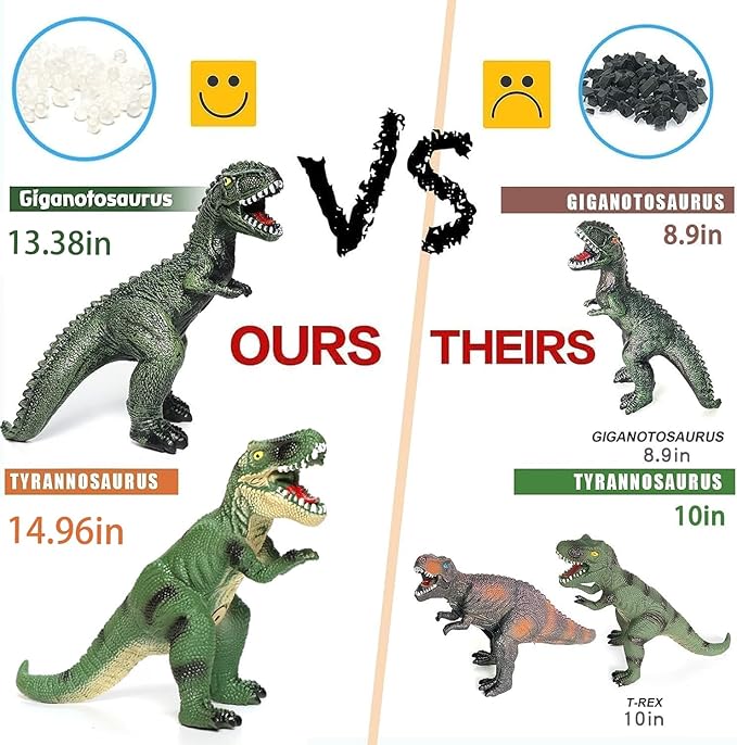 6 Piece Jumbo Dinosaur Toys for Kids 3-5 and Toddlers, Large Soft Dinosaur Toys for Lovers - Perfect Party Favors, Birthday Gifts